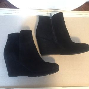 Via Spiga Black Suede Wedge Booties